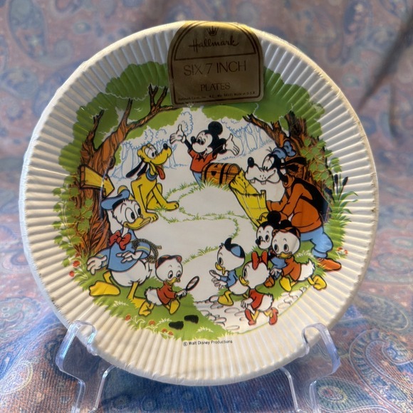 Disney Other - Vintage Hallmark Paper Plates, Walt Disney, Mickey & Friends Old Stock 1980S(?)